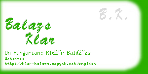 balazs klar business card